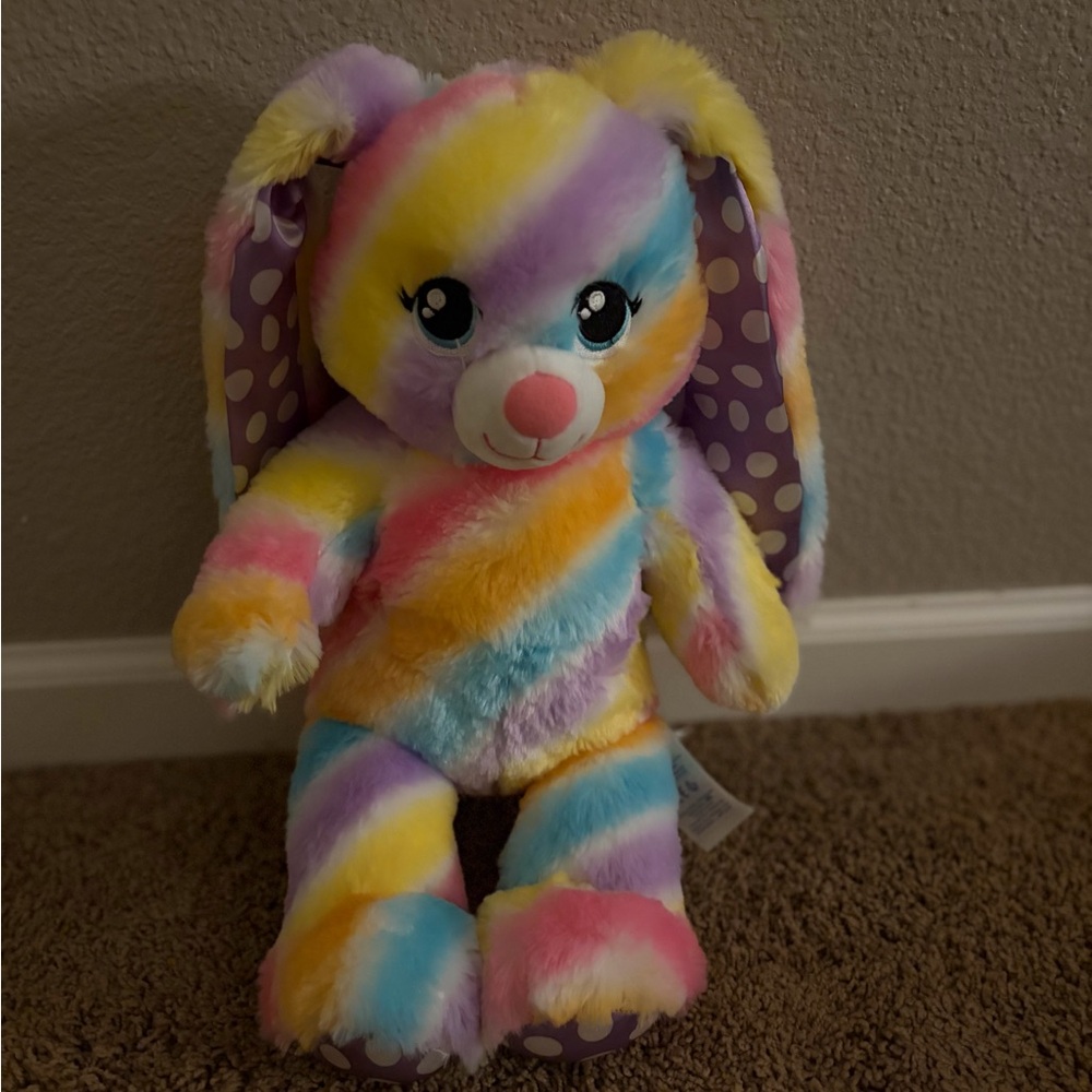 Rare Build-A-Bear Rainbow Plush Bunny Toy
